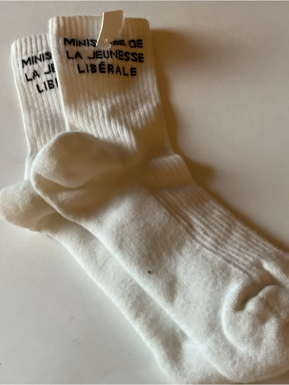 LIBERAL YOUTH MINISTRY LOGO INTARSIA SOCKS WHITE BLACK LETTERING WOMENS OS NWOT